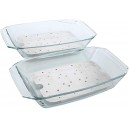 Plat en Verre pour Four Vapeur AEG - Kit composé de 2 récipients en Verre et de 2 grilles en Acier chromé.