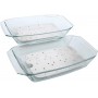Plat en Verre pour Four Vapeur AEG - Kit composé de 2 récipients en Verre et de 2 grilles en Acier chromé.