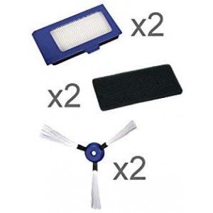 Kit de 2 brossettes latérales+ 2 filtres plissés + 2 filtres mousses pour Aspirateur ROWENTA ZR710101