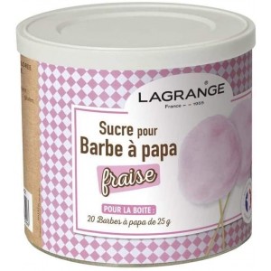 Boîte de 500 g de sucre barbe à papa goût fraise LAGRANGE 380007