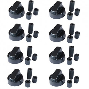 Qualtex Lot de 8 x boutons de commande noirs avec adaptateurs pour cuisinière New World et Belling