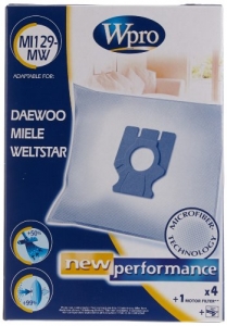 Wpro Mi 129 Mw 4 Sacs Aspirateur Microfibre + 1 Microfibre Compatible Miele