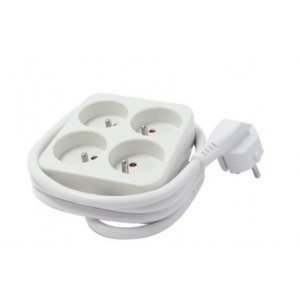 CHACON Bloc multiprise carré 4 prises 16A 3m blanc