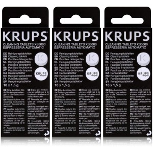 Lot de 3 boîtes de pastilles détergentes - Krups - Chaque boîte contient 10 pastilles de 1,5 g.