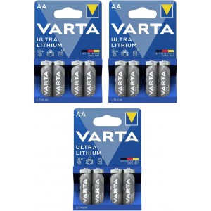 VARTA Lot de 3 Blisters de 4 piles Professional Lithium LR6 Mignon (AA)