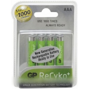 piles x 4 recyko+ 1.2 v 1000 mah lr03 ni