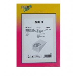 Lot de 5 Sacs en papier + 3 filtres pour Aspirateur MOULINEX 5392527
