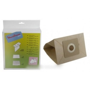 Lot de 10 sacs + 1 filtre hepa pour Aspirateur MOULINEX MT000101