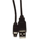 CORDON USB TYP-A MÂLE/MINI-USB MÂLE (5P.) 3,0M. NOIR